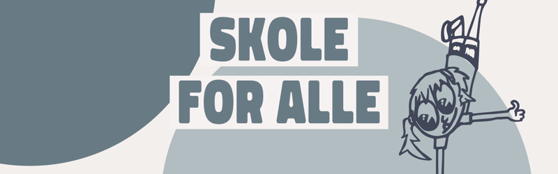 Skole for alle - logo og illustration af en legende pige